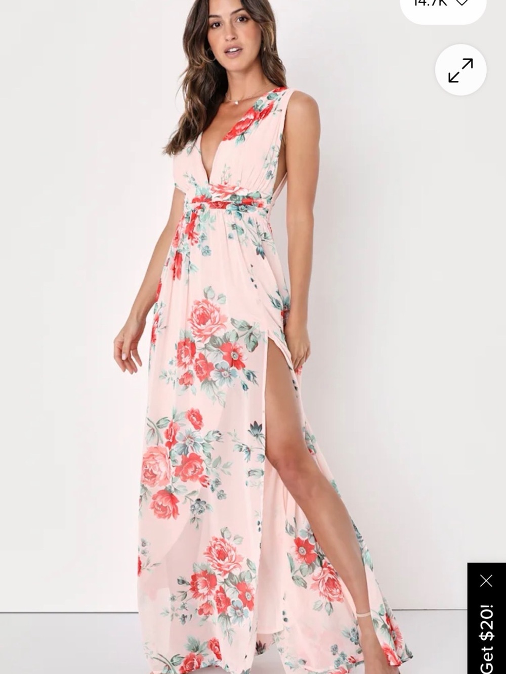 LuLu’s Garden Meandering Blush Floral Print Maxi Dress
